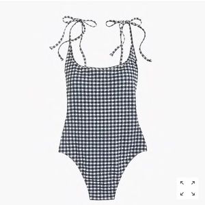 J Crew Shoulder Tie Gingham One Piece